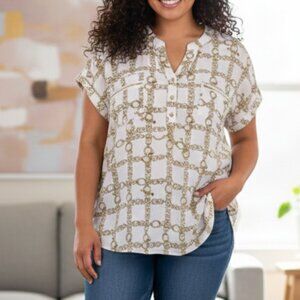 Flower & Feather Blouse - Size 1X